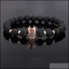 Straski z koralikami modna lawowa kamienna bransoletka cz imperialna korona bransoletki dla mężczyzn lub kobiet hurtowa biżuteria Dostawa OT03F