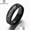 Bands Anneaux à la mode 6 mm en acier inoxydable son toujours son couple Ring Simple Wedding Engagement Lovers Valentines Present Drop Livrot JE DH8KP