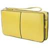 Portefeuilles femme pochette sac à main noir/jaune/bleu/rouge en cuir véritable femmes portefeuille Style fermeture éclair dame longue porte-monnaie sac à main