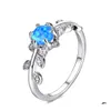 Cluster Rings 5 Pcs Lot Mother Gift Fl Blue Fire Opal Gems 925 Sterling Sier For Women Ring Russia American Weddings Jewelry Drop Del Dhkng