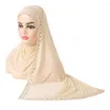 Foulards Mode Plaine Jersey Hijab Cristal Bord Écharpe Femmes Châle Musulman Foulard Islamique