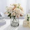 Decoratieve bloemen 30 cm kunstmatige pioenrozen nep zijden bulk voor huistafel rangschikken decor bruiloft bruid boeket decoratie middelpunt