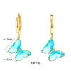 Boucles d'oreilles cerceau EYIKA coloré herbe cristal Zircon papillon petite fille douce insecte goutte boucle d'oreille pour les femmes bijoux de haute qualité