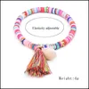 Link Chain Boheemian Shell Charm Blacelet unisex handgemaakte MTI kleurhars kraal geweven met kwast zomerstrand verstelbaar voor vrouwen d otrox