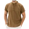 Męskie koszulki męskie Mężczyźni Linen Shirts Buggy Męskie Męskie Dopasowanie Solid Cotton Mens Tops Bluzka 2023