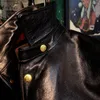 Kurtki męskie azjatyckie krawiec Brando J-8 Rozmiar Super najwyższej jakości ciężka prawdziwa skóra konia Slim Classic Horsehide Stylowa kurtka Switchyard kurtka