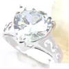 Bague Solitaire Qualité 925 Anneaux De Mariage Sier Coupe Coeur Blanc Topaze Gems Pour Femmes Mode Fiançailles Cadeau Bijoux Drop Livraison Dhiuw