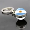 Keychains 1 PC Glass Cabochon Ball National Flag For Men Women Brazil Italy Germany Argentina Soccer Keyring Jewelry Accessories