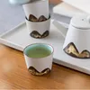 Filiżanki spodki Energe Spring 2PCS ręcznie malowany ceramiczny herbatę szorstka ceramika Zestaw ceramiki Mały wina