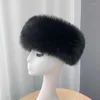 Berets Winter Fake Fur Hats vrouwen lege bovenste pet pluizige elastische oorbevolking dikker hoofdband snow beanie modekop decor