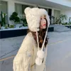 ベレット冬の温かい毛皮保護ウールマスク帽子甘いかわいいファッションアートニットトレンドオールマッチシェルパペルーキャップ