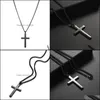 Anhänger Halsketten Einfache Klassische Kreuz Edelstahl Lange Pullover Kette Statement Schmuck Choker Halskette Für Frauen Männer Drop Deliv Otbyr