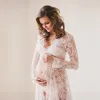 Casual jurken vrouwen zwangerschapssplitsing vooraan kanten jurk lange jurk maxi pography voor zwangere zwangerschap