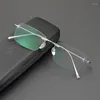 Sunglasses Frames Retro Square Frameless Ultra-light Pure Titanium Frame Glasses Men Women Big Face Myopia Reading Eyewear Rimless Eyeglass