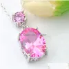 Pendant Necklaces Luckyshien 10 Pcs Mix Color Brand For Women Oval Peridot Morganite Garnet Obsidian Gems Sier Jewelry Cz Pendants D Dhopo