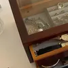 Takı Torbaları Çanta Vintage Çift Katmanlı Ahşap Saklama Kutusu Çekmeceleri Makyaj Organizatörü Anahtar Ofis Masaüstü Ev Aksesuarları Boxjewelry