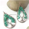 Pendant Necklaces 80X42Mm 5 Pcs/Lot Fashion Tree Of Life Natural Stone Crystal Holiday Gift Party Necklace Jewelry Drop Delivery Pend Dhg49