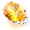 Solitaire Ring LuckyShine Family Gift Gorgeous Oval Fire Citrine 925 Sterling Sier Rings Ryssland American Australia Wedding For Drop Dhqem