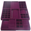 Smyckespåsar Stapble Organizer Trays Muti-Use Earring Storage Holder Velvet Display Case Armband Halsband Showcase