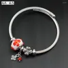 Bracciale Gioielli di moda Regalo da donna Perle di vetro di alta qualità Trifoglio Bracciale in acciaio inossidabile con anello aperto in filo di acciaio retrò a forma di cuore