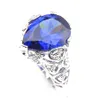 Solitaire Ring 10 PCs/lote vintage Blue feminino 925 SERLING SIER