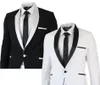 Abiti da uomo Nero/Bianco Giacca Pantaloni Uomo 2 Pezzi Scialle Risvolto Slim Fit Casual Tuxedo Set da sposo Abito da sposa Business Prom Party