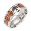 Band Rings Tree Of Life Masonic Cross Wood For Men Women Stainless Steel Never Fade Wooden Finger Ring Fashion Jewelry In Bk Drop Del Otic8