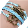 Urok bransoletki Przyjaciel BFF dla kobiet mężczyzn Vintage Love Heart Infinity Pletające skórzane linowe linę Bieć Moda Przyjaźń Jewelry gif ot8x5