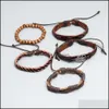 Charm Bracelets Woven Fashion Handmade Men Male Women Leather Bracelet Bangle Wholesale Jewelry Gift 5Pcs/Set Drop Delivery Ot58W