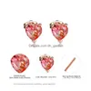 Stud LuckyShine för kvinnor Hypoallergeniska örhängen Rose Gold Heart Blandat vattenmelon Tourmaline smycken Drop Delivery Dhkuj