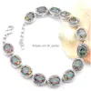 Cadena de alta calidad con forma ovalada Corte Natural Mystic Rainbow Topaz Gemstone Sier Brazalete de boda Pulseras para mujeres Amantes Drop Deliver Dhnuj