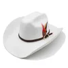 Cappello Fedora da cowboy con cappelli in feltro di piume Fedora Donna Uomo Cappellino a tesa larga Trilby Autunno Inverno Tappo grande jazz 2023