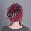 Basker kvinnor päls hatt för vinter naturliga rex cap ryska kvinnliga huvudbonader 2023 varumärke mode varma mössor