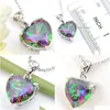 Pendant Necklaces 10Pcs Luckyshine For Women Rainbow Love Heart Natural Mysti Topaz Gemston 925 Sterling Sier Cz Zircon Wedding Drop Dh7Ab