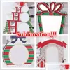 Christmas Decorations Ups Sublimation White Blank Metal Heat Transfer Santa Claus Pendant Diy Tree Ornaments Gifts 2023 Drop Deliver Dhygj