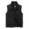 Vestes pour hommes gilet hommes 2023 printemps et automne sans manches couleur unie col rond haut décontracté voyage grande taille vêtements