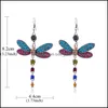 Dangle Chandelier Fashion Dragonfly Tassel Earring Vintage Colorf Brincos de cristal para mulheres Drop boho Design Jewelry Delivery OtxSy