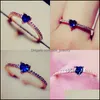 Solitaire Ring Fashion Blue Diamond for Women Plated Rose Gold Sier Party Finger Engagement Wedding Jewelry Drop Delivery DHP3T