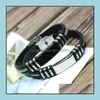 Charm Bracelets Mode Lederarmband kreatives Design Edelstahl Magnetische Schnallen Banker Männer Schmuckzubehör Q278FZ Drop D Dhyqz