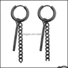 Dangle Chandelier Fashion Jewelry Mens Earrings Stainless Steel Chain Cross Round Black Creative Style 3712 Q2 Drop Delivery Dhtqd