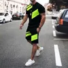 Men's Tracksuits 2023 Summer Fashion Men's Shorts Loose Round Neck Short-sleeved T-shirt Color Matching Casual Suit