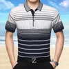 Men's Polos Nerw 2023 Mens Summer Striped Knit Polo Shirts Male Casual Business Short Sleeves Stripes