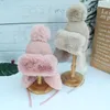 Berets Winter Thick Outdoor Earflap Warm Hat Wool Knitted Women Fleece Faux Fur Ski Ushanka Bomber Trapper Pompom Z7G2