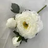 Dekorativa blommor simulering peony gren silk konstgjord bröllop matbord sovrum rik peonys beläggning frilled blå blomma