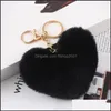 Kluczowe pierścienie puszyste serce dla kobiet walentynki Faux Rabbit Fur Pluszowe klawiszy Keyfobs Leopard pompoms Blkipki P155FA Drop de Dhbok