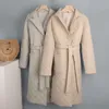 Damen-Trenchmäntel, langer Daunenmantel, Damen-Winterjacke, übergroßer Parka, Schärpentaschen, maßgeschneiderter Kragen, lässige weibliche Ärmel-Oberbekleidung, WarmWo