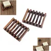 Soap Dishes Natural Wooden Bamboo Dish Tray Holder Storage Rack Plate Box Container For Bath Shower Bathroom Drop Delivery Home Gard Dh6Os