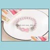 Beaded Strands Arrival Breast Cancer Awareness Bracelets Women Pink Ribbon Bangle Glass Beads Chains For Ladies Fashion Diy Jewelry Otoq6