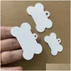 Tag tag de cachorro identificação de etiqueta de carteira 50 pcs por atacado de metal diy alumínio sublimação nome de animal de estimação pingente ambos os pratos brancos entrega do jardim doméstico su dh1wd