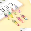 Charms Colorf Rainbow Glass Hexagon Prism Pelar Pendants For Jewelry Making DIY Halsbandörhängen presenter släpp leveransfynd Compo Dho20